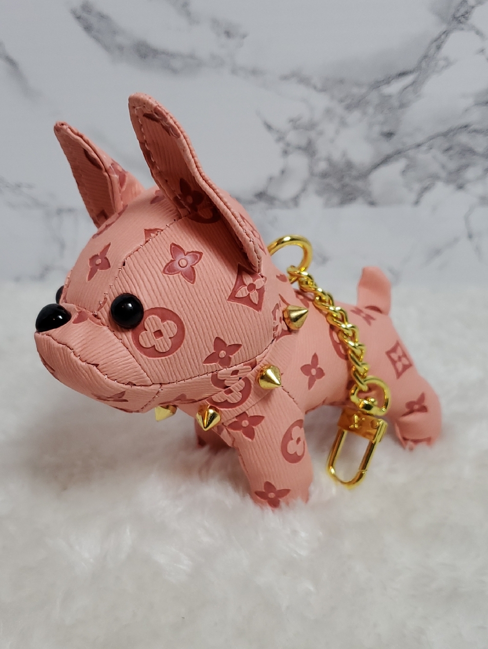Light Pink Designer-Style French BullDog Keychain Bag Charm NWT
